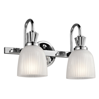 Kichler - Cora - Lampada da parete a 2 luci per bagno struttura in acciaio e diffusori in vetro - Colore: Cromato - 2 Lampadine G9 3W - IP44 - SKU: KL-CORA2-BATH