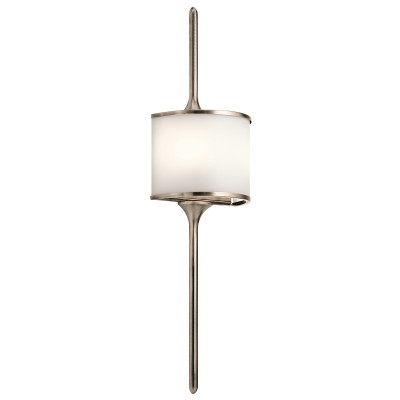 Kichler - Mona - Lampada da parete grande in acciaio per bagno con diffusore in vetro a LED G9 - 2 Lampadine G9 3W - IP44 - SKU: KL-MONA-L