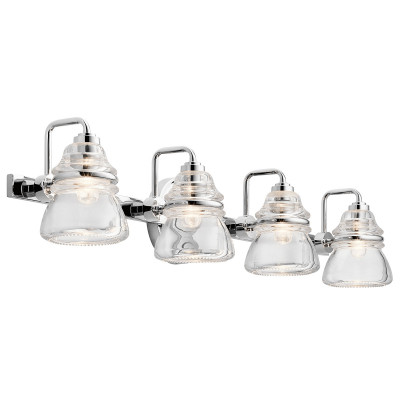 Kichler - Talland - Lampada da parete in acciaio lucido moderna a 4 luci a LED G9 diffusori in vetro - Colore: Cromato - 4 Lampadine G9 3W - IP44 - SKU: KL-TALLAND4-PC-BATH