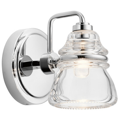 Kichler - Talland - Lampada da parete in acciaio lucido moderna con luce a LED G9 diffusore in vetro - Colore: Cromato - 1 Lampadina G9 3W - IP44 - SKU: KL-TALLAND1-PC-BATH