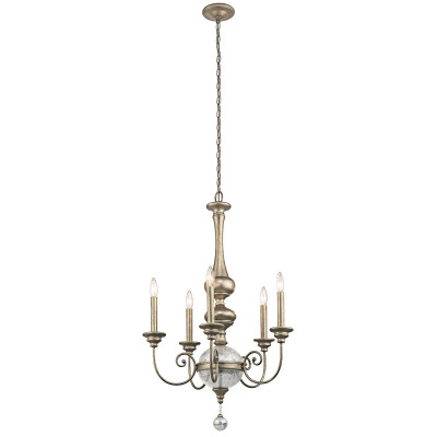 Kichler - Rosalie - Lampadario in acciaio con 5 luci dal design classico senza paralumi - Colore: Oro Sfumato - 5 Lampadine E14 60W - IP20 - SKU: KL-ROSALIE-5B
