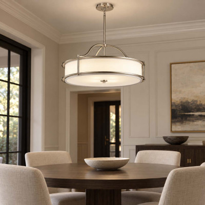 Kichler Emory Lampadario in acciaio con diffusore in vetro a 4 luci dal design moderno Colore: Satinato