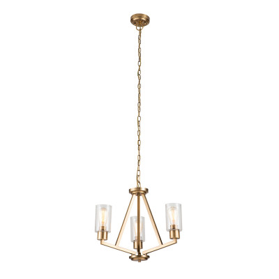 Kichler - Deryn - Lampadario in acciaio con triplo diffusore in vetro dal design minimal - Colore: Ottone - 3 Lampadine - E27 - 60W - IP20 - SKU: KL-DERYN3-NBR