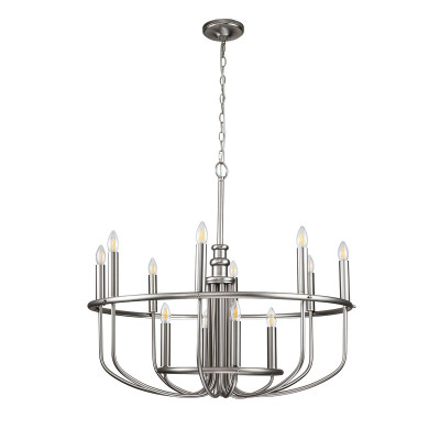 Kichler - Capitol Hill - Lampadario in acciaio dal design moderno con 12 lampadine - Colore: Nichel - 12 Lampadine - E14 - 40W - IP20 - SKU: KL-CAPITOL-HILL12-BN