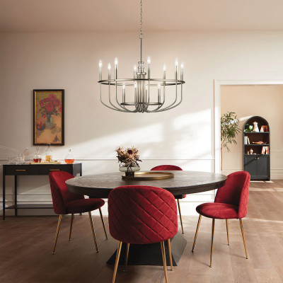 Kichler - Capitol Hill - Lampadario in acciaio dal design moderno con 12 lampadine - 12 Lampadine E14 40W - IP20 - SKU: KL-CAPITOL-HILL12