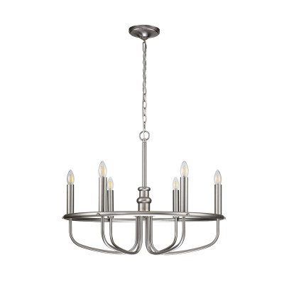 Kichler - Capitol Hill - Lampadario medio in acciaio dal design moderno con 6 lampadine - Colore: Nichel - 6 Lampadine - E14 - 40W - IP20 - SKU: KL-CAPITOL-HILL6-BN
