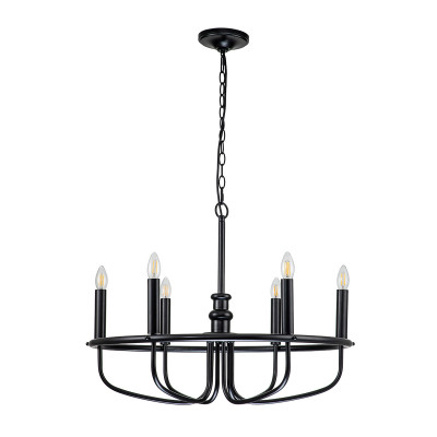 Kichler - Capitol Hill - Lampadario medio in acciaio dal design moderno con 6 lampadine - Colore: Nero - 6 Lampadine - E14 - 40W - IP20 - SKU: KL-CAPITOL-HILL6-BLK