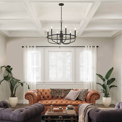 Kichler Capitol Hill Lampadario medio in acciaio dal design moderno con 6 lampadine Colore: Nero