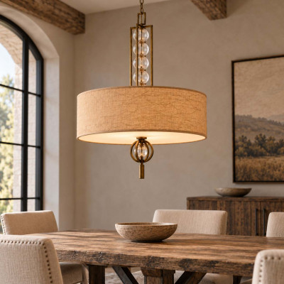 Kichler Celestial Lampadario moderno con diffusore in tessuto e inserti in cristallo Colore: Bronzo