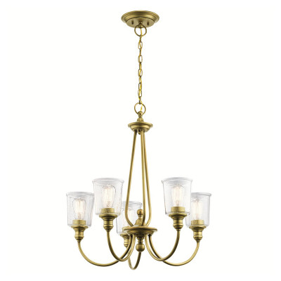 Kichler - Waverly - Lampadario moderno grande in acciaio con 5 diffusori in vetro - 5 Lampadine E27 60W - IP20 - SKU: KL-WAVERLY5