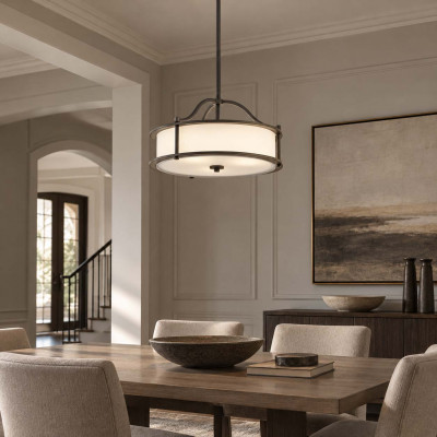 Kichler Emory Lampadario moderno in acciaio con diffusore in vetro Colore: Bronzo