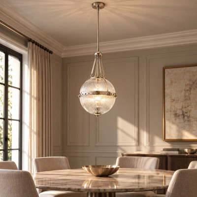 Kichler Aster Lampadario moderno in metallo con diffusore in vetro a 3 luci Colore: Nichel