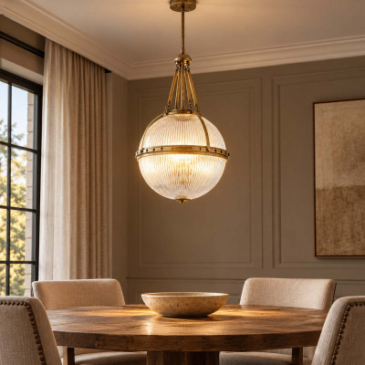 Kichler Aster Lampadario moderno in metallo con diffusore in vetro a 3 luci Colore: Ottone