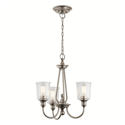 Kichler - Waverly - Lampadario moderno medio in acciaio con 3 diffusori in vetro - 3 Lampadine E27 60W - IP20 - SKU: KL-WAVERLY3