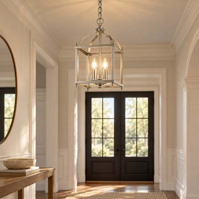 Kichler Larkin Lampadario piccolo in acciaio diffusore a 3 luci dal design rustico Colore: Nichel