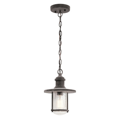 Kichler - Riverwood - Lanterna a catena da esterno in alluminio e diffusore in vetro design industrial - Colore: Ruggine - 1 Lampadina E27 100W - IP44 - SKU: KL-RIVERWOOD8-M