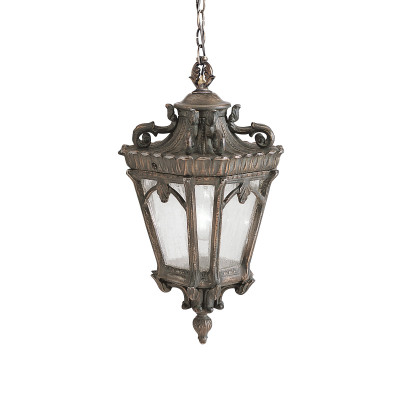 Kichler - Tournai - Lanterna a catena extra large in alluminio e diffusore in vetro - Colore: Ruggine - 3 Lampadine E14 60W - IP44 - SKU: KL-TOURNAI8-XL