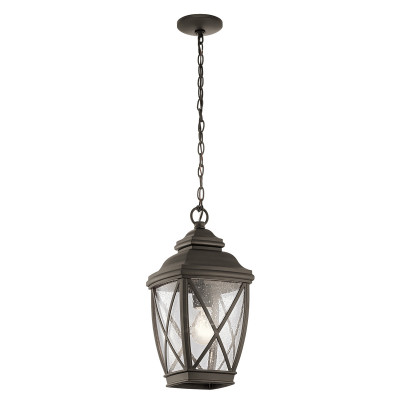 Kichler - Tangier - Lanterna a catena media da esterno con struttura in alluminio e vetro - Colore: Bronzo - 1 Lampadina E27 60W - IP44 - SKU: KL-TANGIER8-M