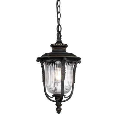 Kichler - Luverne - Lanterna a catena per esterni rustica in acciaio con diffusore in vetro - Colore: Bronzo - 1 Lampadina E27 150W - IP44 - SKU: KL-LUVERNE8-M