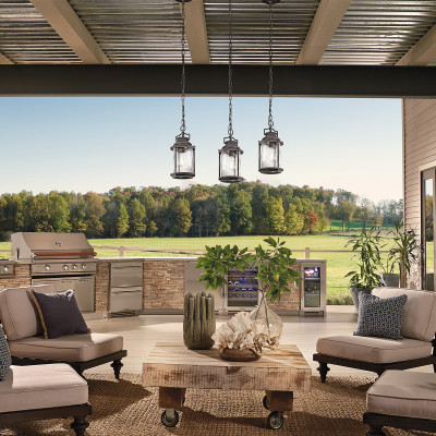 Kichler - Ashland Bay - Lanterna a catena piccola con singolo diffusore in vetro struttura brunita - Colore: Ruggine - 1 Lampadina E27 60W - Ip44 - SKU: KL-ASHLANDBAY8-S
