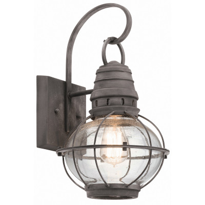 Kichler - Bridge Point - Lanterna da parete 1 Luce media in alluminio e vetro dal design rustico - Colore: Ruggine - 1 Lampadina E27 60W - IP44 - SKU: KL-BRIDGEPOINT-M