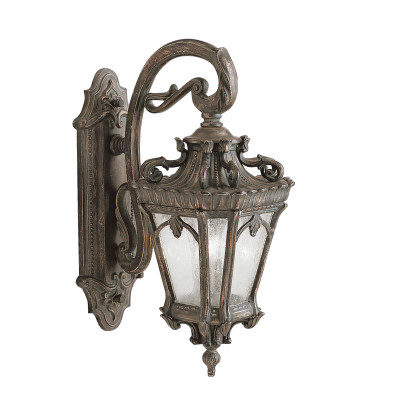 Kichler - Tournai - Lanterna da parete a 2 luci grande con struttura in alluminio e vetro - Colore: Ruggine - 2 Lampadine E14 60W - IP44 - SKU: KL-TOURNAI2-L