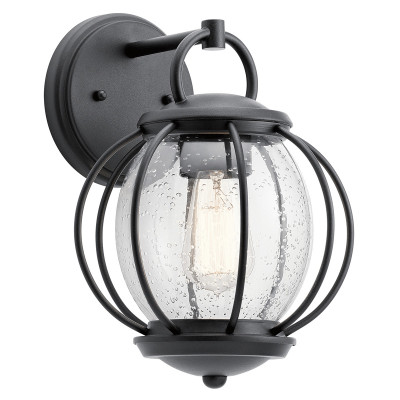 Kichler - Vandalia - Lanterna da parete da esterno a 1 luce dal design rustico e industrial - Colore: Nero - 1 Lampadina E27 60W - IP44 - SKU: KL-VANDALIA2-S
