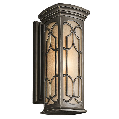 Kichler - Franceasi - Lanterna da parete media per esterni con diffusore in vetro a 1 luce - Colore: Bronzo - 1 Lampadina E27 100W - IP44 - SKU: KL-FRANCEASI-M