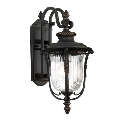 Kichler - Luverne - Lanterna da parete media per esterni rustica in acciaio con diffusore in vetro - Colore: Bronzo - 1 Lampadina E27 100W - IP44 - SKU: KL-LUVERNE2-M