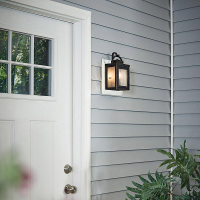 Kichler - Carlson - Lanterna da parete moderna da esterno a 1 luce struttura in alluminio e vetro - Colore: Bronzo - 1 Lampadina E27 25W - IP44 - SKU: KL-CARLSON-S-RZ