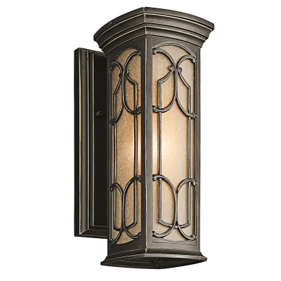 Kichler - Franceasi - Lanterna da parete piccola per esterni con diffusore in vetro a 1 luce - Colore: Bronzo - 1 Lampadina E27 100W - IP44 - SKU: KL-FRANCEASI-S