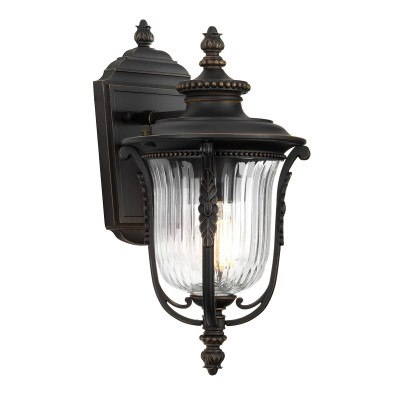 Kichler - Luverne - Lanterna da parete piccola per esterni rustica in acciaio con diffusore in vetro - Colore: Bronzo - 1 Lampadina E27 100W - IP44 - SKU: KL-LUVERNE2-S