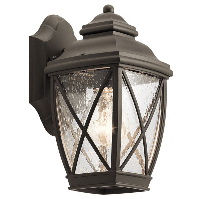 Kichler - Tangier - Lanterna da pareti per giardini con struttura in alluminio e diffusore in vetro - Colore: Bronzo - 1 Lampadina E27 60W - IP44 - SKU: KL-TANGIER2-S