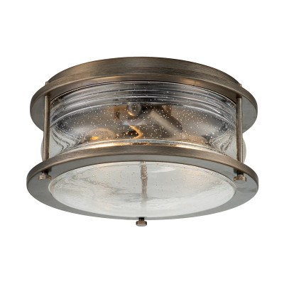Kichler - Ashland Bay - Lanterna da soffitto struttura rotonda in alluminio e diffusore in vetro - Colore: Bronzo - 1 Lampadina E27 60W - IP44 - SKU: KL-ASHLANDBAY-F-BU