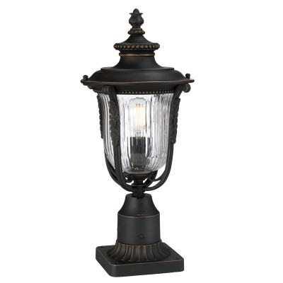 Kichler - Luverne - Lampioncino da giardino rustico in acciaio con diffusore in vetro - Colore: Bronzo - 1 Lampadina E27 150W - IP44 - SKU: KL-LUVERNE3-M