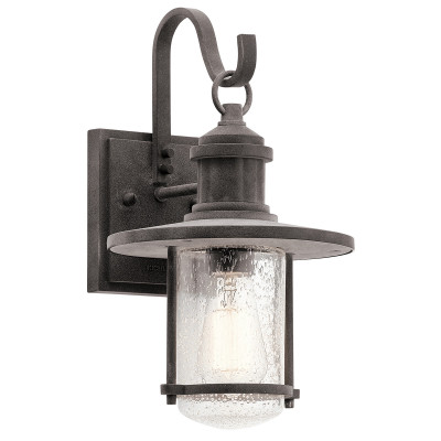Kichler - Riverwood - Lanterna media da parete industrial da esterno in alluminio diffusore in vetro - Colore: Ruggine - 1 Lampadina E27 100W - IP44 - SKU: KL-RIVERWOOD2-M