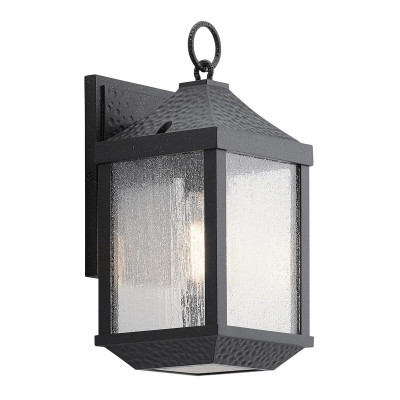 Kichler - Springfield - Lanterna piccola a parete da esterni struttura in alluminio e diffusore in vetro - Colore: Nero - 1 Lampadina E27 60W - IP44 - SKU: KL-SPRINGFIELD-S