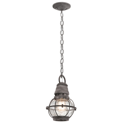 Kichler - Bridge Point - Lanterna piccola da esterni con catena a 1 luce dal design industrial - Colore: Ruggine - 1 Lampadina E27 60W - IP44 - SKU: KL-BRIDGEPOINT8S