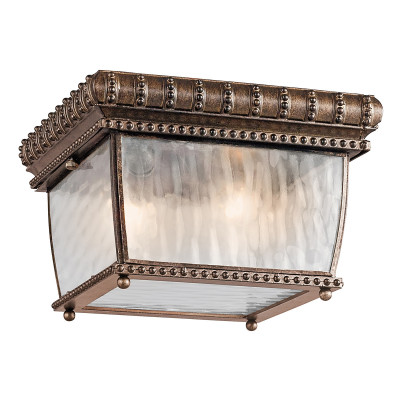 Kichler - Venetian Rain - Plafoniera a soffitto per esterno con 2 luci in metallo e diffusore in vetro - Colore: Bronzo - 2 Lampadine E14 40W - IP44 - SKU: KL-VENETIAN-F