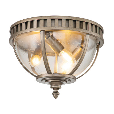 Kichler - Halleron - Plafoniera da esterno con struttura in alluminio e diffusore in vetro a 3 luci - 3 Lampadine E14 40W - IP44 - SKU: KL-HALLERON-