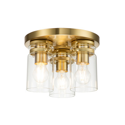 Kichler - Brinley - Plafoniera da soffitto in acciaio dal design industrial con 6 diffusori in vetro - Colore: Ottone - 3 Lampadine - E27 - 60W - IP20 - SKU: KL-BRINLEY-F-BB