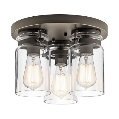 Kichler - Brinley - Plafoniera da soffitto in acciaio dal design industrial con 6 diffusori in vetro - 3 Lampadine E27 60W - IP20 - SKU: KL-BRINLEY-F