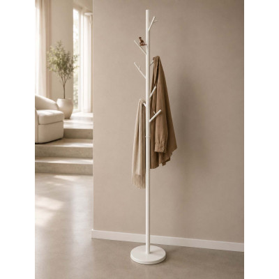 L'Oca Nera - Modern Country - Appendiabiti da terra in metallo a forma di rami con uccellino - Colore: Bianco - SKU: 1J192