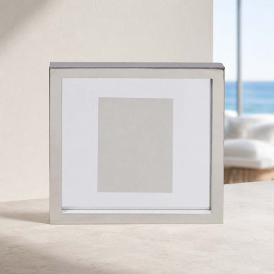 L'Oca Nera Urban Portafoto da tavolo quadrato grande in acciaio dal design moderno Foto 13x18 Colore: Metallo Silver