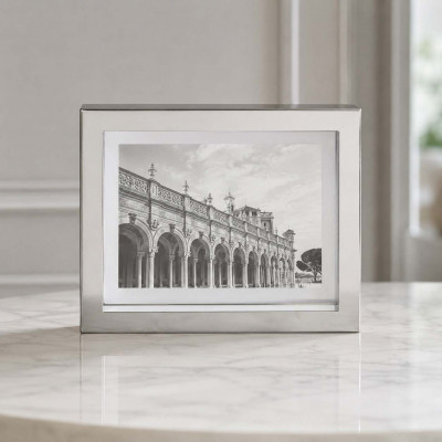 L'Oca Nera Urban Portafoto da tavolo rettangolare piccolo in acciaio dal design moderno Foto 10x15 Colore: Metallo Silver