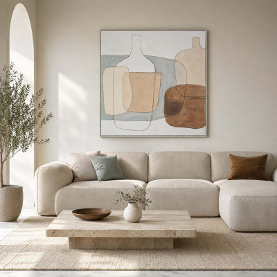 L'Oca Nera Modern Country Quadro astratto moderno acrilico su tela con cornice 100x100
