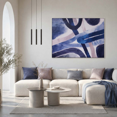 L'Oca Nera Urban Stampa serigrafica su tela con soggetto astratto con cornice 120x90 Colore: Blu