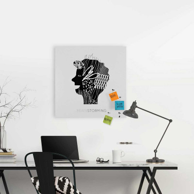 Design Object - Lavagna magnetica gigante accessori magnetici per appunti e foto "BRAINSTORMING" - Colore: Bianco - SKU: IT602BIG