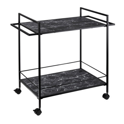  L'Oca Nera - Urban - Carrello da cucina con ruote in metallo nero e ripiani effetto marmo - Colore: Grigio Scuro - SKU: 1J191 