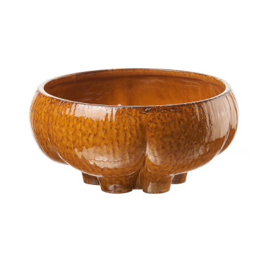  L'Oca Nera - Ethno Chic - Centrotavola rotondo in ceramica dal design etnico - Colore: Arancione - SKU: 1M288 